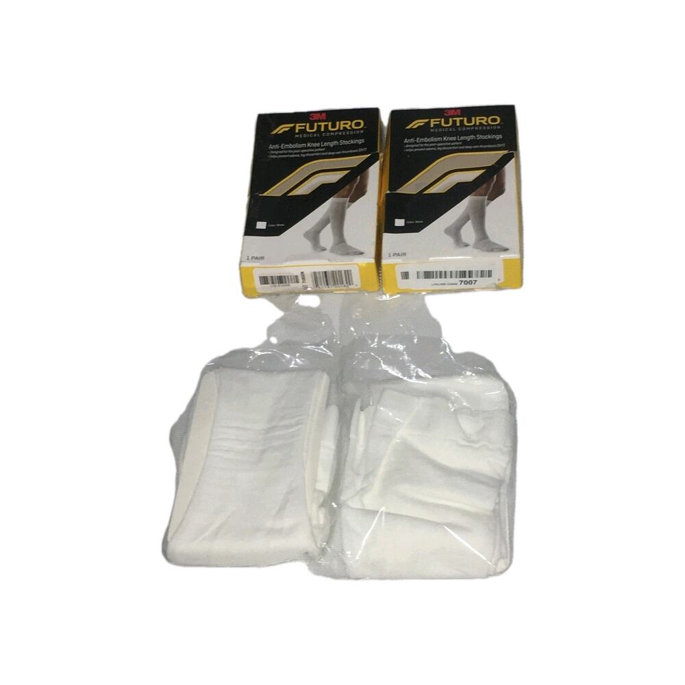 FUTURO 2 Pair Anti-Embolism Stockings Knee Length Closed Toe - Size M